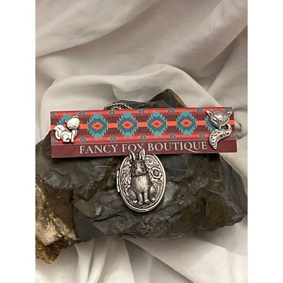 EASTER SILVER BUNNY RABBIT Locket Necklace JEWELRY Pendant PHOTO Picture Wife - Picture 6 of 6